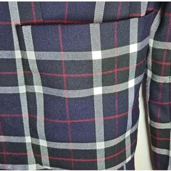 Alice + Olivia Savetta Plaid Lamb Leather Elbows Blazer Hilary Duff In Younger - Picture 6 of 8